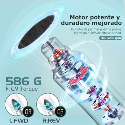 Lima Para Pies Electrica, Removedor de Callos Para Pies ajustables de 15 velocidades con pantalla LED, lima para uñas pies 2 en 1, lima electrica pedicure para pies recargable de 2000 mAh para piel muerta y uñas gruesas