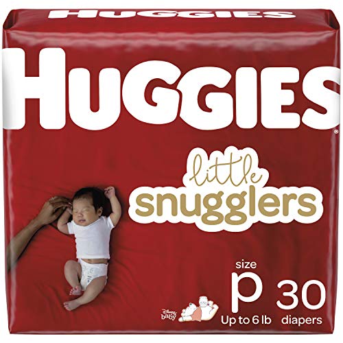 HUGGIES Little Snugglers Baby Diapers, Size Preemie, 30 Count, Convenience Pack (Packaging May Vary)