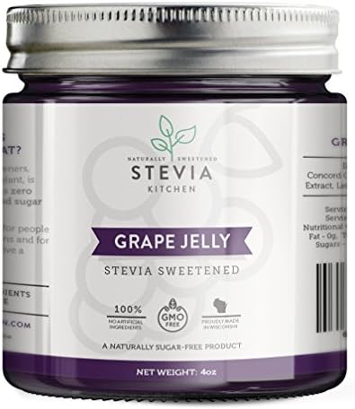 Stevia Kitchen Sugar Free Jelly, 8 oz Jar (Grape Jelly - 3 Count)
