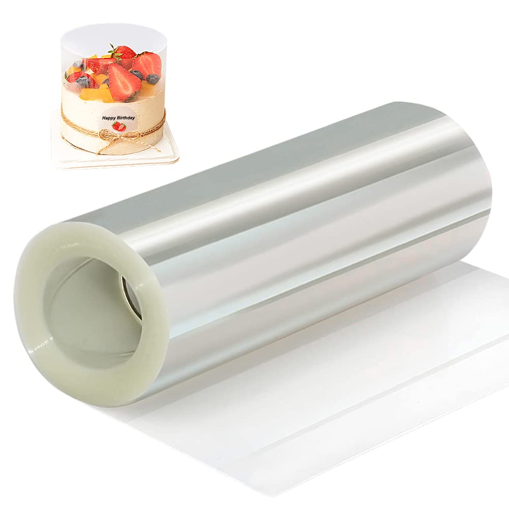 BYKITCHEN Acetate Cake Collars, Thickened 15cm * 10m Sturdy Sheets for Baking & Crafting, Transparent Roll for Making Chocolate Mousse Cheesecakes