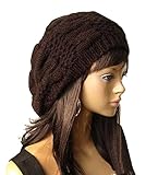 EUBUY Top Fashion Winter Warm Women Lady Yong Girls Baggy Beret Chunky Knit Knitted Braided Beanie Hat Ski Cap Crochet Knitted Hat Knitted Crochet Oversized Slouch Hat for Women (Coffee)
