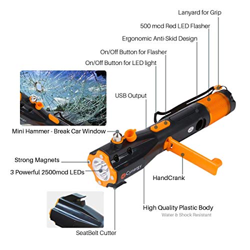 LifeLight LED Emergency Flashlight Car Window Breaker and Seatbelt