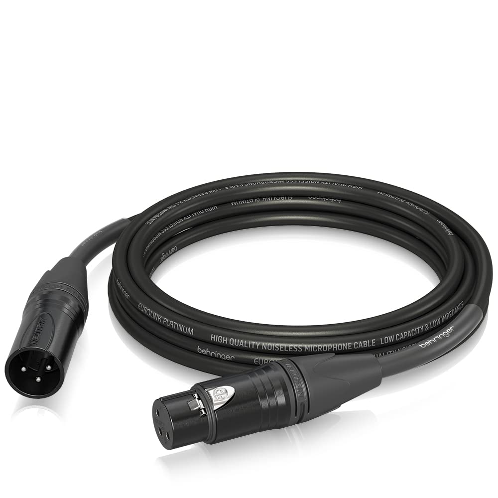 Behringer Microphone Cable - Black Neutrik XLR Male to XLR Female - 5m / 16.4 ft - Platinum Performance - PMC-500