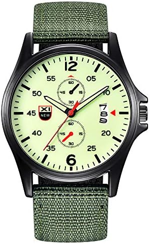 Men's Wrist Watches,Military Nylon Waterproof Date Quartz Analog Army Men's Quartz Wrist Watches(Green)