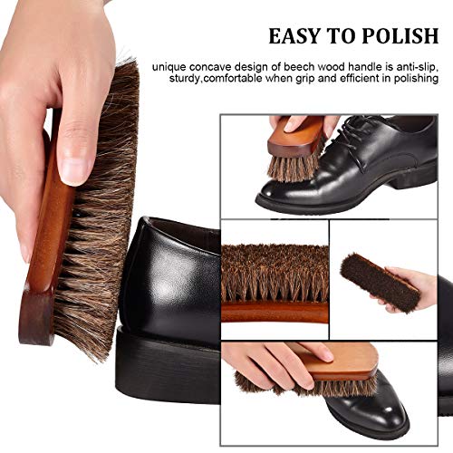 Polish Shoe Brush Kit Natural Horsehair Shoe Brushes Clean Applicators Set for Polishing