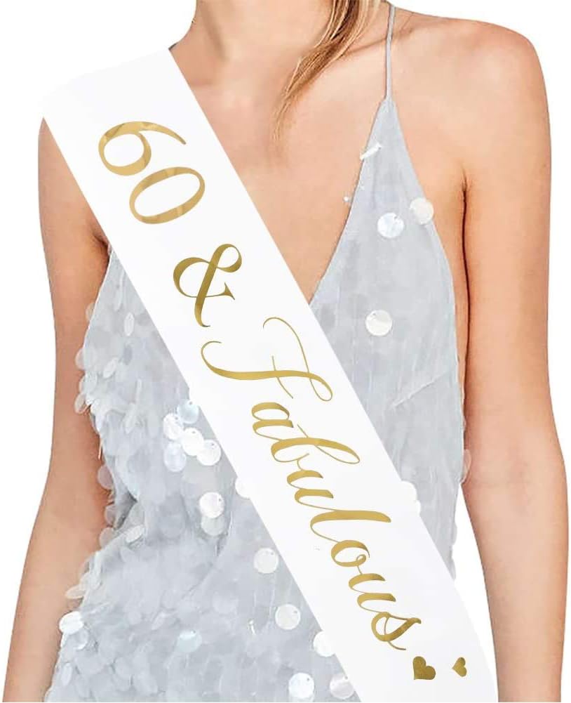 Suithink 60th Birthday Tiara and Sash, 60 Fabulous Glitter Satin Sash and Crystal Tiara Crown for Women 60th Party Decorations - Image 5