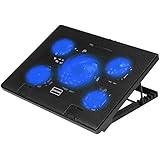 Kootek Laptop Cooling Pad 12"-17" Cooler Pad Chill Mat 5 Quiet Fans LED Lights and 2 USB 2.0 Ports Adjustable Mounts Laptop Stand Height Angle