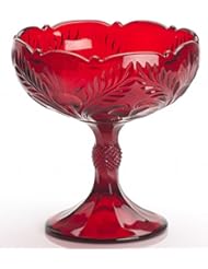 Footed Compote Inverted Thistle Pattern Mosser Glass (Small, Red)