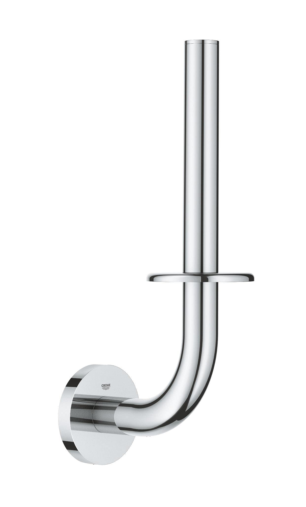 GROHE Start QuickFix Spare Toilet Roll Holder (Metal, Wall Mounted Concealed Fastening, Including Screws and Dowels, Extra Easy to Fit with GROHE QuickGlue), Size 232 mm, Chrome, 41186000