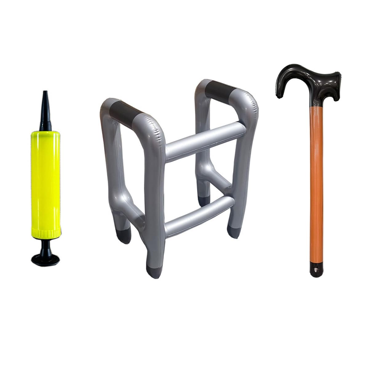 Inflatable Zimmer Frame and Walking Stick, Inflatable Frame Adult Joke, Blow Up Frame for Adults Birthday Retirement Novelty Prank Decorations Joke Gifts Equipped with An Air Pump