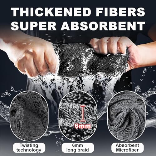 Ghguole Car Drying Cloth, 90 x 60 cm, 1800 GSM Microfibre Car Cloth, Extra Large, Very High Absorption, No Fluff, Drying Without Scratches, Body Cars and Motorcycles