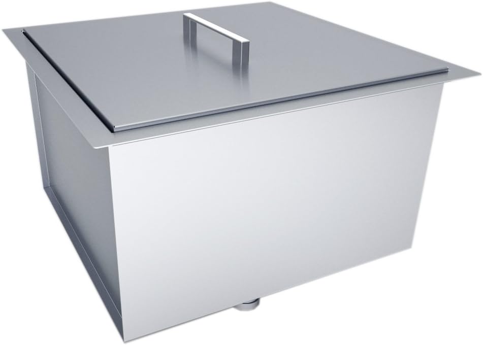 SUNSTONE B-SK20 Over/Under Height Single Basin Sink with Cover, 20" x 12", Stainless Steel