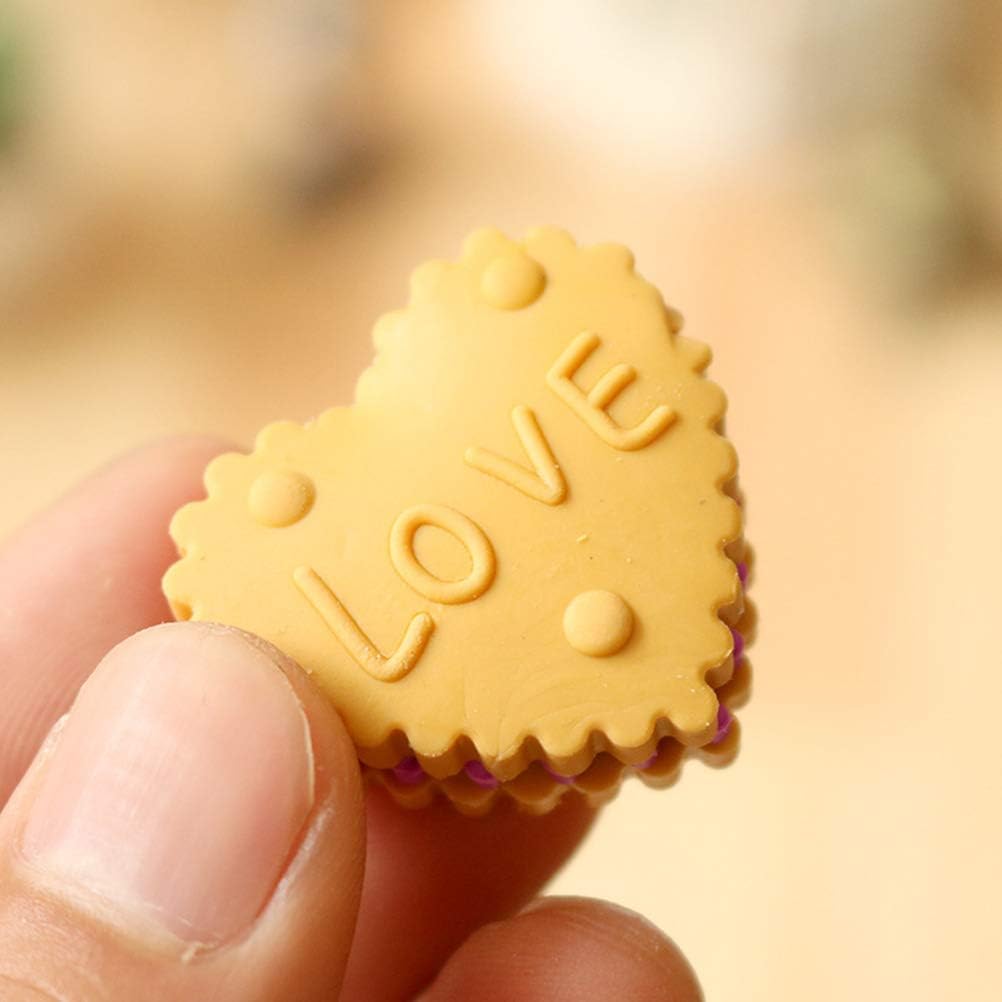 6pcs Box-Packed Eraser Set Cute Kawaii Milk Cookies Biscuit Erasers Coloured Pencil Erasers for Precise Erasing School Stationery Supplies Creative Gift for Kids Children Students - Image 4