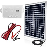 ECO-WORTHY 25 Watts 12V Solar Panel Kit: Waterproof 25W Solar Panel + USB Port Charge Controller + 6 feet Isolated Battery Clips for Light, Gate Opener, Chicken Coop