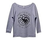 Womens Raw Edge Game Of Throne Sweat Shirt 3/4 Sleeve “Mother Of Dragons” Style Dolman Neck - Funny Threadz