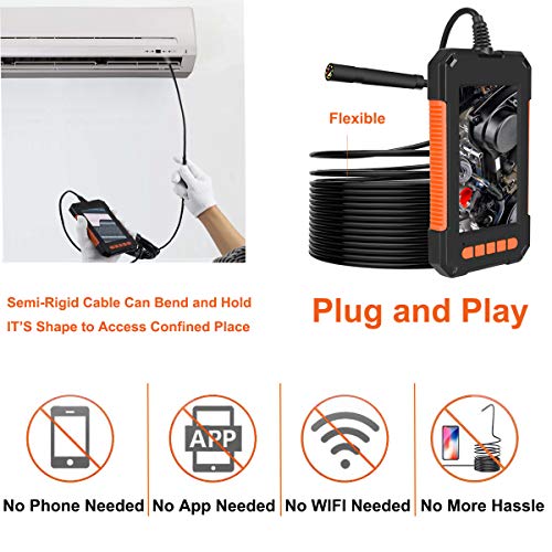 Endoskopkamera mit Licht, 1080P HD 8mm Industrielles Endoskopkamera mit 4,3 Zoll IPS Bildschirm, IP67 wasserdichte… – Bild 3