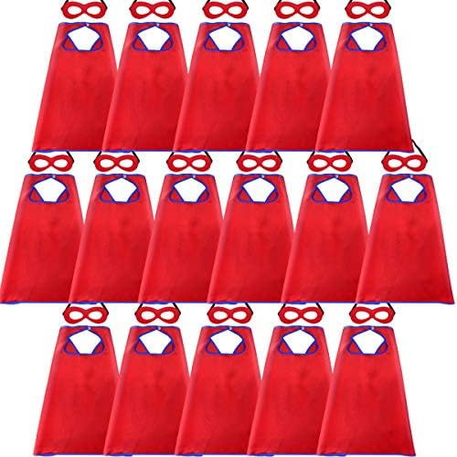 Fly Childhood Children Superhero Capes and Masks for Kids Bulk Dress Up Costume Party Favors (Red)