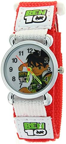 Ben 10 Alien Force Pattern Arabic Numerals Dial Red Nylon Velcro Strap Kids Boys Girls Quartz Watch