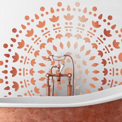 Stencil Wall Roseton 003. Approximate size: Exterior of Stencil: 30 x 30 cm (11,8 x 11,8 inch) Measurement of Design: 28 x 28 cm (11 x 11 inch)