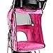 Flexzion Pet Stroller (Pink) Dog Cat Small Animals Carrier Cage 4 Wheels Folding Flexible Easy to Carry for Jogger Jogging Walking Travel Up to 30 Pounds with Sun Shade Cup Holder Mesh Window
