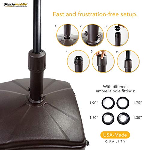 Shademobile Outdoor Umbrella Stand w/ Easy Rolling Base (up to 125lb