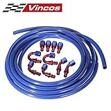 20Ft 6AN AN6 Push Lock Oil Gas Fuel Hose Blue + 10pcs 6AN Hose Fitting Kit Blue+Red