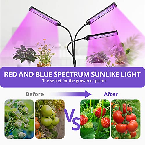 Grow Light for Indoor Plants - Adjustable Gooseneck Growing Light Strip W/9 Dimmable Red Blue Spectrum 3 Modes Auto ON/Off 3/9/12H Timer for Flower Greenhouse Veg Hydroponic Succulent Potted Growth