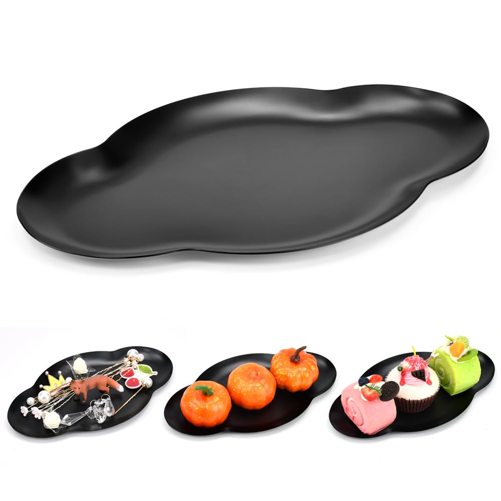 SPEACOUR Stainless Steel Storage Tray Cloud Shaped Decorative Tray Trinket Serving Tray Black Jewellery Dish Plate Jewelry Organizer Display for Trinket Jewelry Key Desserts Bathroom