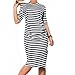 Yoyorule Fashion Striped women Plus Size Knee-length Loose O-Neck Casual Dress (2XL, Black)