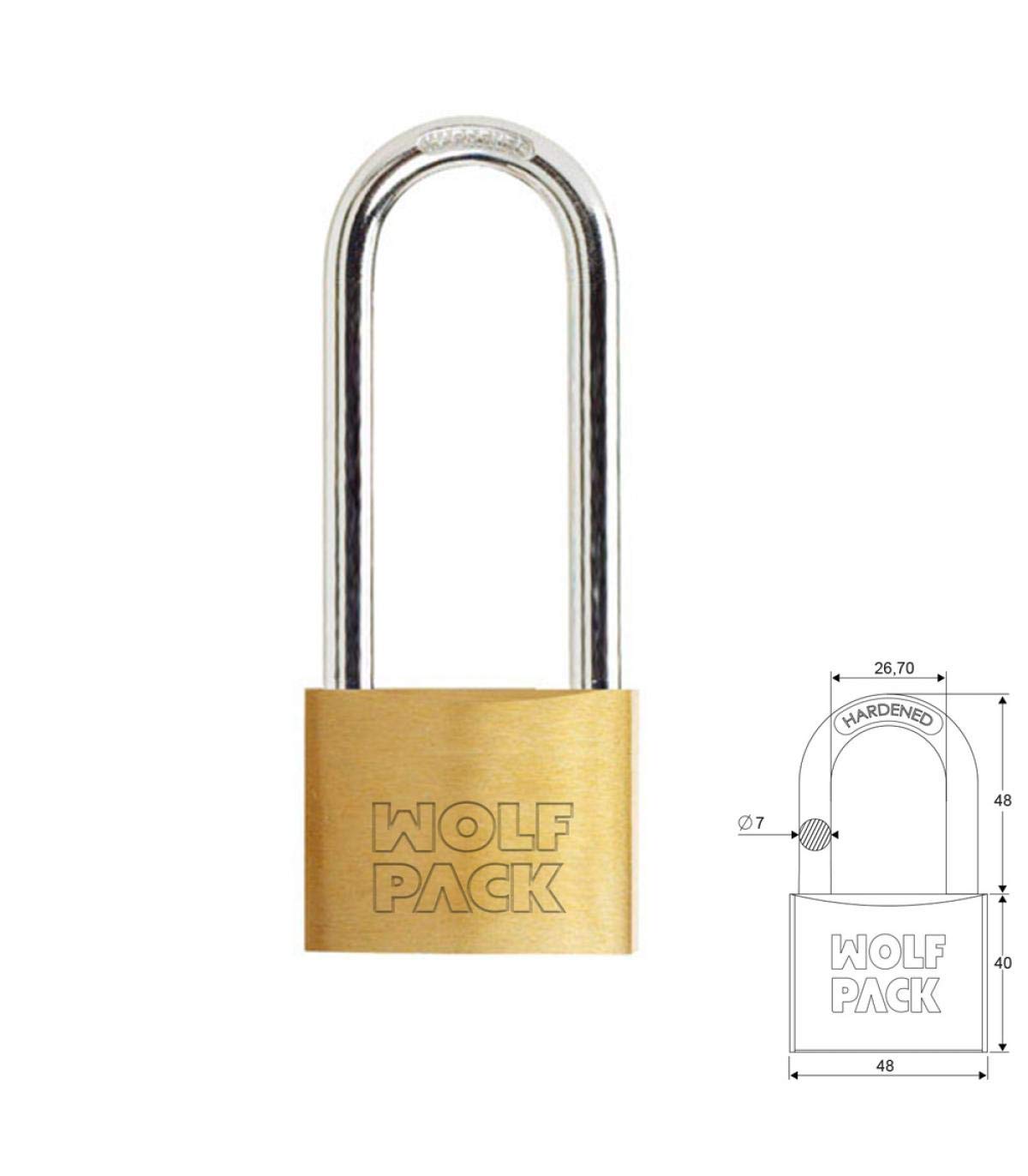 Brass Padlock Long Arc Keys Equal 50mm No. 2
