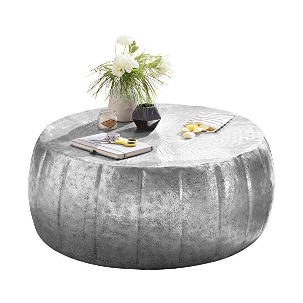 Finebuy Couchtisch Jamali 72x31x72cm Silber Aluminium Beistelltisch Orientalisch Rund Flacher Sofatisch Metall Design Wohnzimmertisch Modern Loungetisch Stubentisch Klein Couchtisch Design