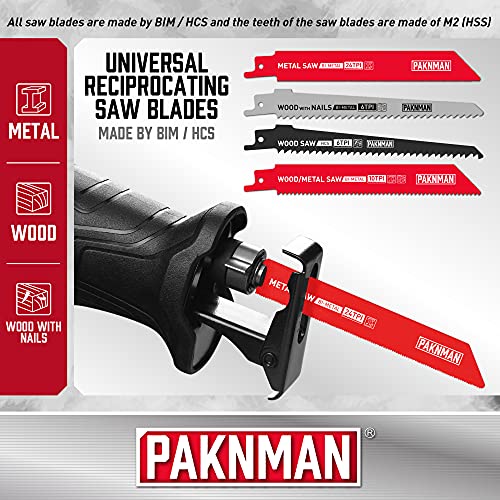 PAKNMAN Reciprocating Saw Blade Set 12Piece, Metal and Wood Sawzall