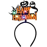 EARENT Light Up Halloween Headband Led Black Ghost Bat Hair Bands Glowing Headpiece Hair Hoops Happy Halloween Party Decorations Hair Accessories for Women