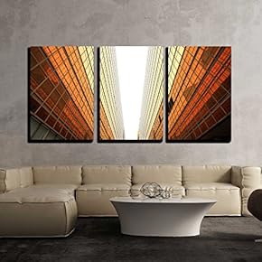 3 Piece Canvas Wall Art - Hong Kong Business District, Contemporary Office Buildings - Modern Home Art Stretched and Framed Ready to Hang - 16"x24"x3 Panels