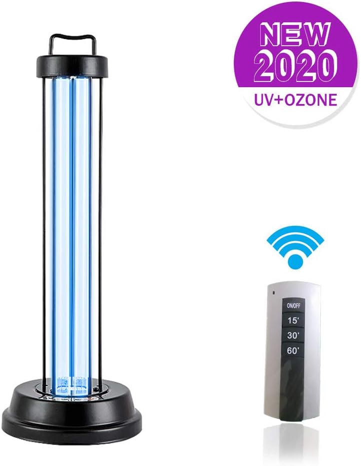 Aynice 38W Ultraviolet Germicidal Lamp UV Disinfection Light Mobile Quartz Tube 360 ° UV-C Cleaner Household Lamp (Remote Control)