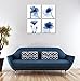 Pyradecor Large Blue Flickering Flower Modern Abstract Paintings Canvas Wall Art Gallery Wrapped Grace Floral Pictures on Canvas Prints 4 Panels Artwork for Living Room Bedroom Office Home Decorations