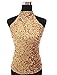 Swrose Womens Shimmer Flashy All Sequins Embellished Sparkle Vest Tank Tops, Gold, One Size Regular