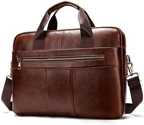 Genuine Leather Messenger Bag Laptop Tote Bag Business Briefcase Backpack Crossbody Satchel Shouler Bag Coffee
