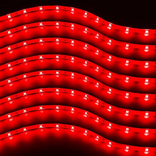 Zento Deals 8 Packs of Trimmable 30cm Red LED Car Flexible Waterproof Light Strips