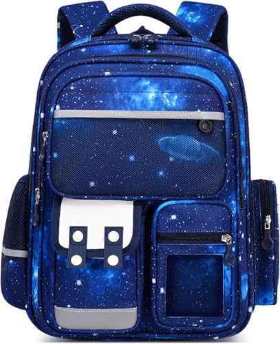 Amythe CP-CM2 Boys Reflective School Bag | Ergonomic Children's Backpack Chest Strap 6-12 Years Waterproof 25L Blue