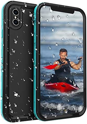 SHARKSBox iPhone Xs Max Waterproof Case for iPhone Xs Max Underwater Cover Full Body Heavy Duty Protective Carrying Slim Case Shockproof IP68 Waterproof Case Compatible iPhone Xs Max-Grass Blue