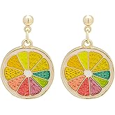 TIANBANGSHI Charm Colorful Lemon Slice Earring Cute Fruit Earrings Fruit Style Earrings for Women Girls Statement Statement Jewelry Gifts
