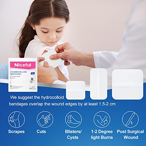 Niceful Hydrocolloid Bandages Large, Adhesive Hydrocolloid Dressing 4