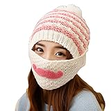 Alexstudio Women's Fashion Women Girl Warm Winter Knitted Hats Outdoor Mask Cap (White)