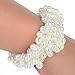 Polytree 3pcs Women's Girls Fashion Pearl Hair Band Ponytail Holder (Black Khaki White 3pcs)