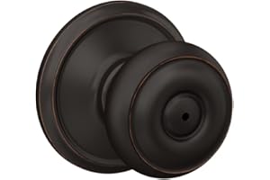 Schlage F40 V GEO 716 Georgian Door Knob, Bed & Bath Privacy Lock, Aged Bronze