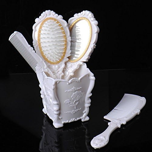4pcs Hair Brush, Vintage Hair Brush Set for Women Mirror Brush Comb Set including Holder, Professional Hairbrushes Set - Image 3