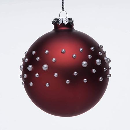 Stella Di Natale Con Perline.Palline Di Natale Di Vetro Rosse Con Perline Bianche Caratteristiche Decoraizone Con Perle Di Divera Misura Grandezza 9 Cm Amazon It Casa E Cucina