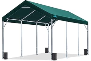 ADVANCE OUTDOOR 12x20 ft Heavy Duty Carport Potable Car Canopy Garage Party Tent Boat Shelter, Adjustable Height from 9.5 ft to 11 ft, Green