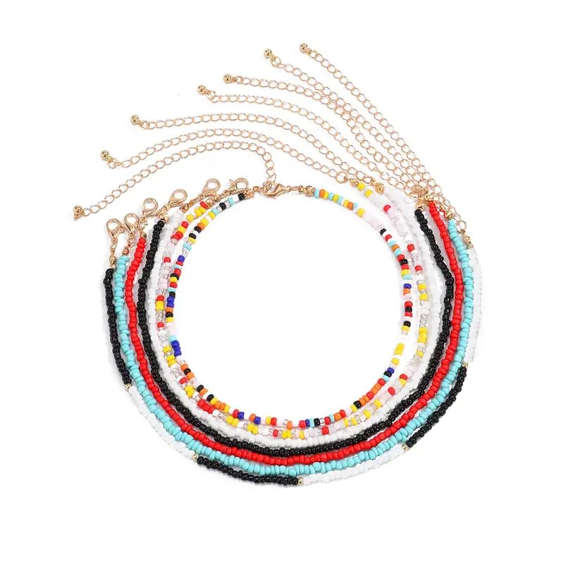 vellichor Beaded necklace, choker style. colourful boho design - for women, girls, ladies - glass seed beads - multi-coloured - Matches many outfit styles - adjustable length